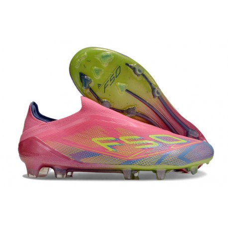 Adidas F50 Elite Laceless FG Rose Jaune Violet