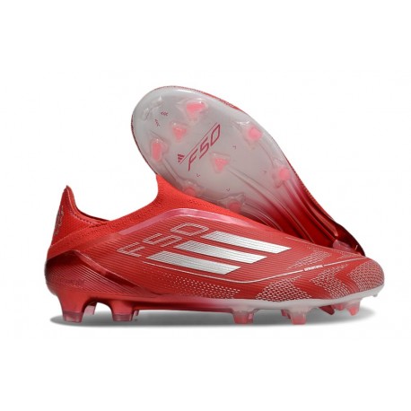 Adidas F50 Elite Laceless FG Rouge Argent