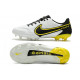 Nike Tiempo Legend 9 Elite Terrain sec Chaussures de Foot Blanc Gris Foncé Noir Jaune Strike