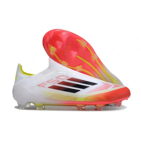 Adidas F50 Elite Laceless FG Blanc Noir Jaune Solaire Rouge