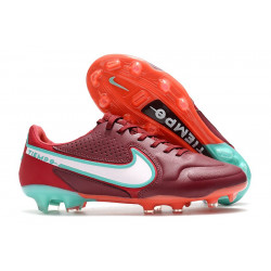 Nike Tiempo Legend 9 Elite Terrain sec Chaussures de Foot Rouge Equipe Blanc Hibiscus Mystique