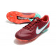 Nike Tiempo Legend 9 Elite Terrain sec Chaussures de Foot Rouge Equipe Blanc Hibiscus Mystique