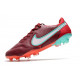 Nike Tiempo Legend 9 Elite Terrain sec Chaussures de Foot Rouge Equipe Blanc Hibiscus Mystique