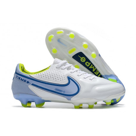 Nike Tiempo Legend 9 Elite Terrain sec Chaussures de Foot Blanc Bleu
