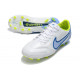 Nike Tiempo Legend 9 Elite Terrain sec Chaussures de Foot Blanc Bleu