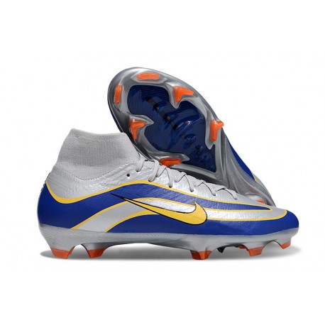 Nike Zoom Mercurial Superfly 10 Elite FG Neuf Argent Bleu Jaune