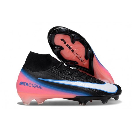 Chaussures Nike Mercurial Superfly X Elite FG Noir Rose Bleu Blanc