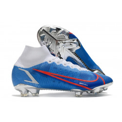 Chaussures de football Nike Mercurial Superfly 8 Élite FG Bleu Rouge Gris