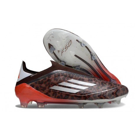 Chaussure Adidas F50 Elite Sans Lacets FG Marron Argent Rouge