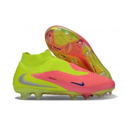 Nike Crampons Phantom 6 Elite High FG Rose Jaune