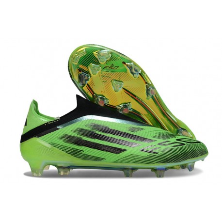 Chaussure Adidas F50 Elite Sans Lacets FG Vert Noir