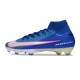 Chaussures Nike Mercurial Superfly X Elite FG Bleu Blanc