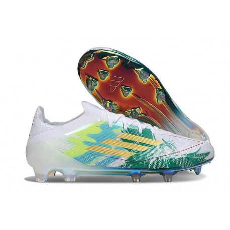Chaussures adidas F50 Elite FG Blanc Vert Or