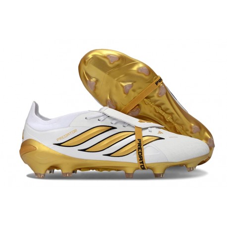 Crampon Adidas Predator 26 Elite FT FG Blanc Or