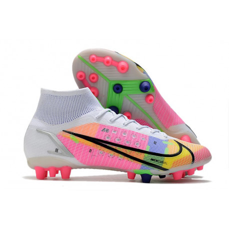 Nike Mercurial Superfly 8 Elite Synthetique AG Blanc Rose