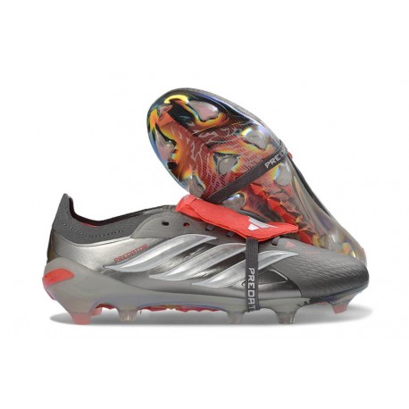 Crampon Adidas Predator 26 Elite FT FG Fer Mét. Blanc Ftwr Rouge Lucide