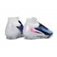 Nike Crampons Phantom 6 Elite High FG Bleu Rapide Rose Explosif Blanc