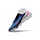 Nike Crampons Phantom 6 Elite High FG Bleu Rapide Rose Explosif Blanc