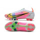 Chaussures de football Nike Mercurial Vapor 14 Élite AG Blanc Rose