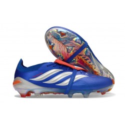 Crampon Adidas Predator 26 Elite FT FG Bleu Argent Rouge